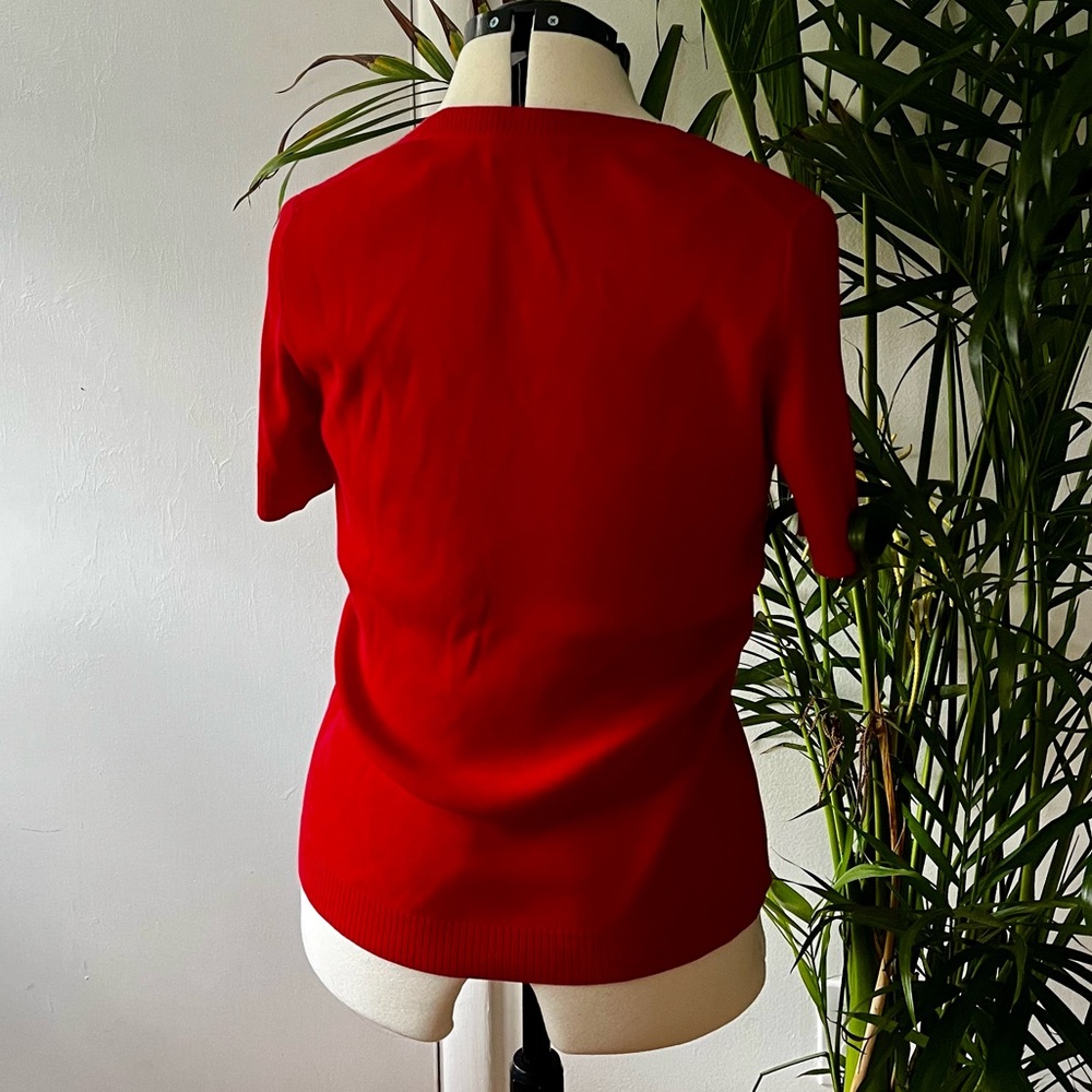 Saks Fifth Avenue Short Sleeve V-Neck Sweater - Picture 3 of 4